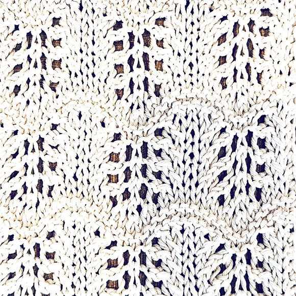 Pair of Ecru Hand Knitted Hand Towels, 24 x 7”, NEVER USED, Farmhouse Style - Picture 4 of 4